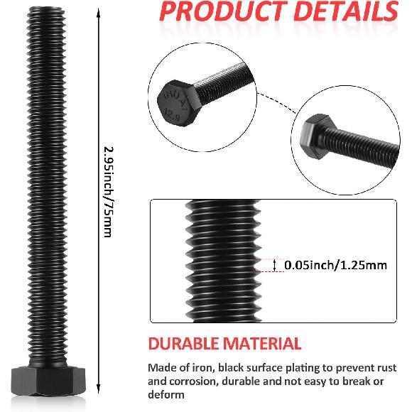 4 Pieces M8 8Mm Secondary Clutch Spreader Belt Change Removal Tool For Can-Am ATV'S And SXS'S Bolt M8 X 1.25 X 70, 12.9 CL, Pre Oil, Fully Threaded