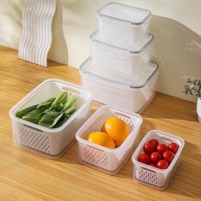 Food Storage Container for Refrigerator Fruit Storage Box with Removable Colander Fridge Organizer for Salad Berry Vegetables Freshness