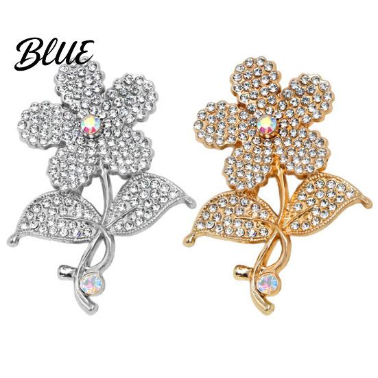Women Decorative Pin Vintage Rhinestone Flower Brooch Floral Alloy Lapel