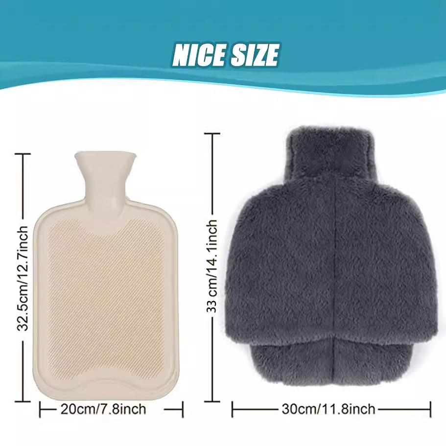 Plush foot warmer, hot water bottle, rubber liner, detachable