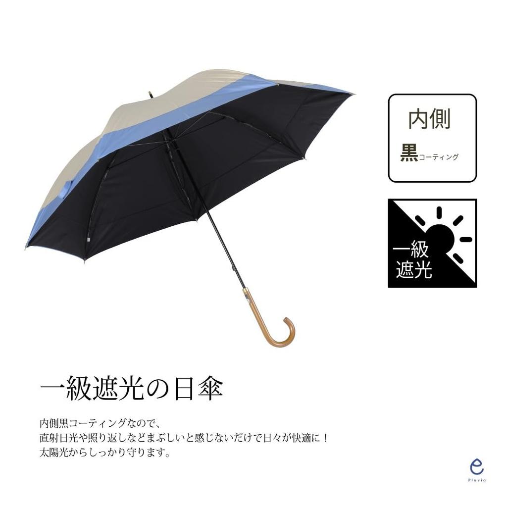 Pluvia 265g Long Umbrella for Suitable for Sun and Rain Also Be Used As a Stylish Solid Manual 55cm Ultra-Lightweight Women, (Can Parasol), Color,