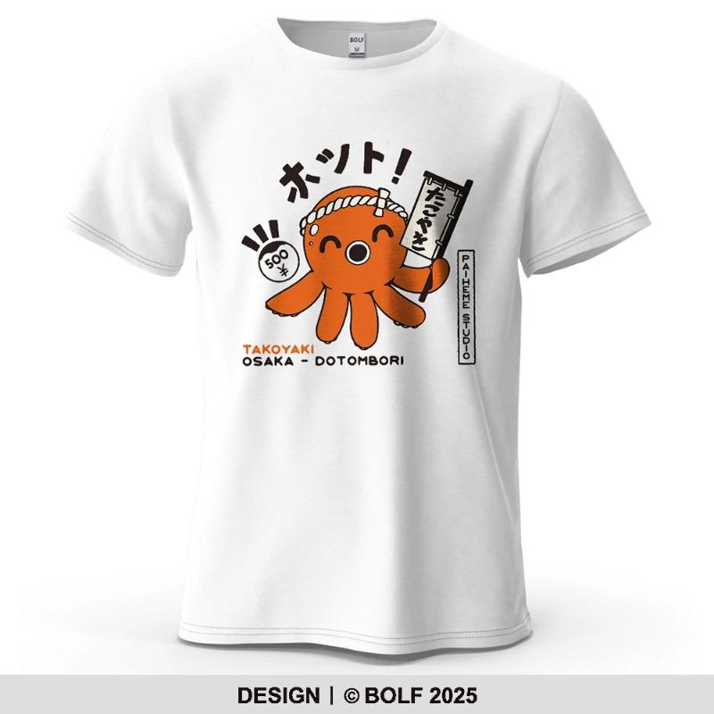 TAKOYAKI OSAKA DOTOMBORI Печатная мужская футболка 100% хлопок Оверсайз Графические футболки Топы Футболки Повседневная уличная одежда S