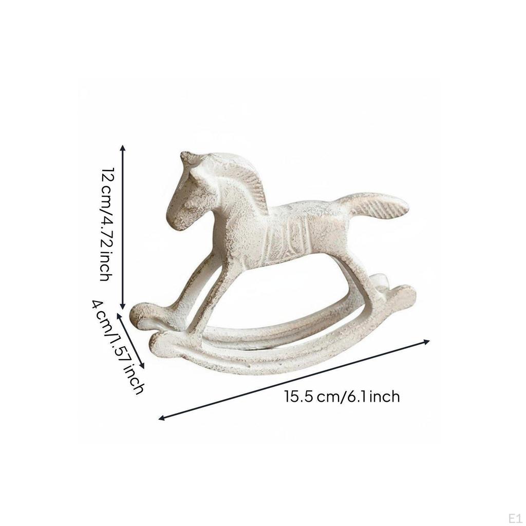 Cast Iron Rocking Horse American Country Distressed Ornament Animal Figurine for