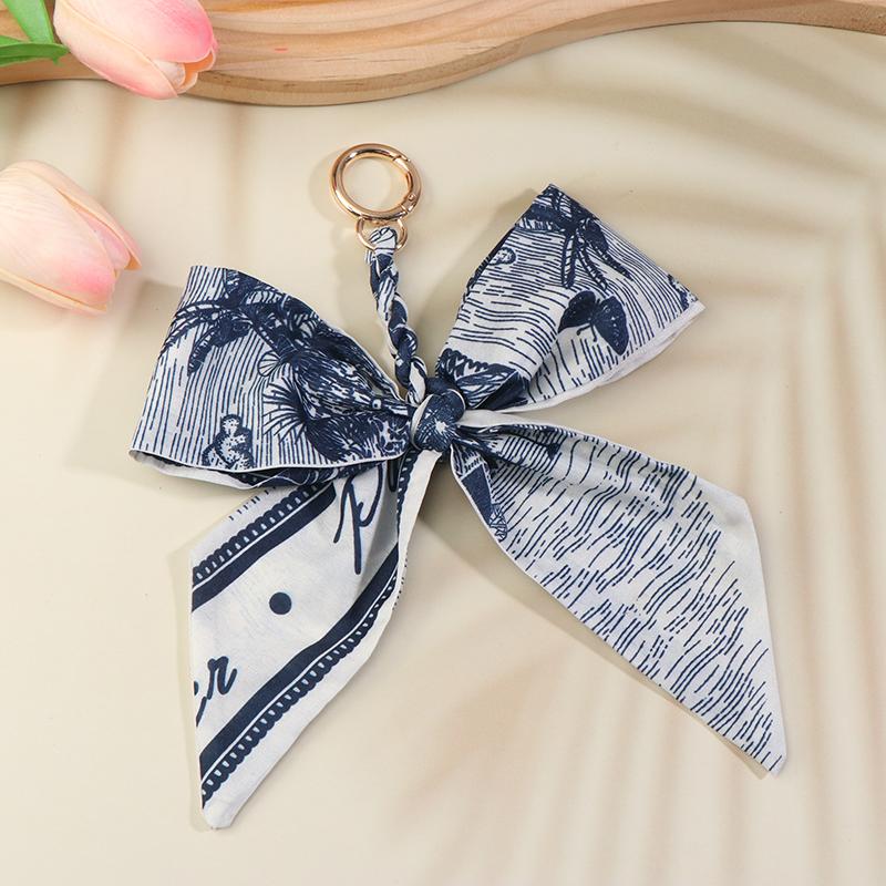 Elegantní stuha s mašlí a přívěskem na klíče od korejského měkkého hedvábného šátku, držák na klíče od auta, dámské tašky, přívěsky na klíče, doplňky pro dívky, dárky