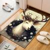 Majestic Deer with Festive Wreath Patterned carpet, suitable as a non slip play mat for the living room and bedroom sofa