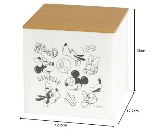 Nishiki Kasei Tissue Case with Lid, Mickey Mouse IxL-fri, Ivory