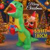 5.91FT Yard Party Decoration Inflatable Santa Claus Ride Dinosaur Gift Box Toy LED Light Xmas Supplies Ornament Christmas Gifts