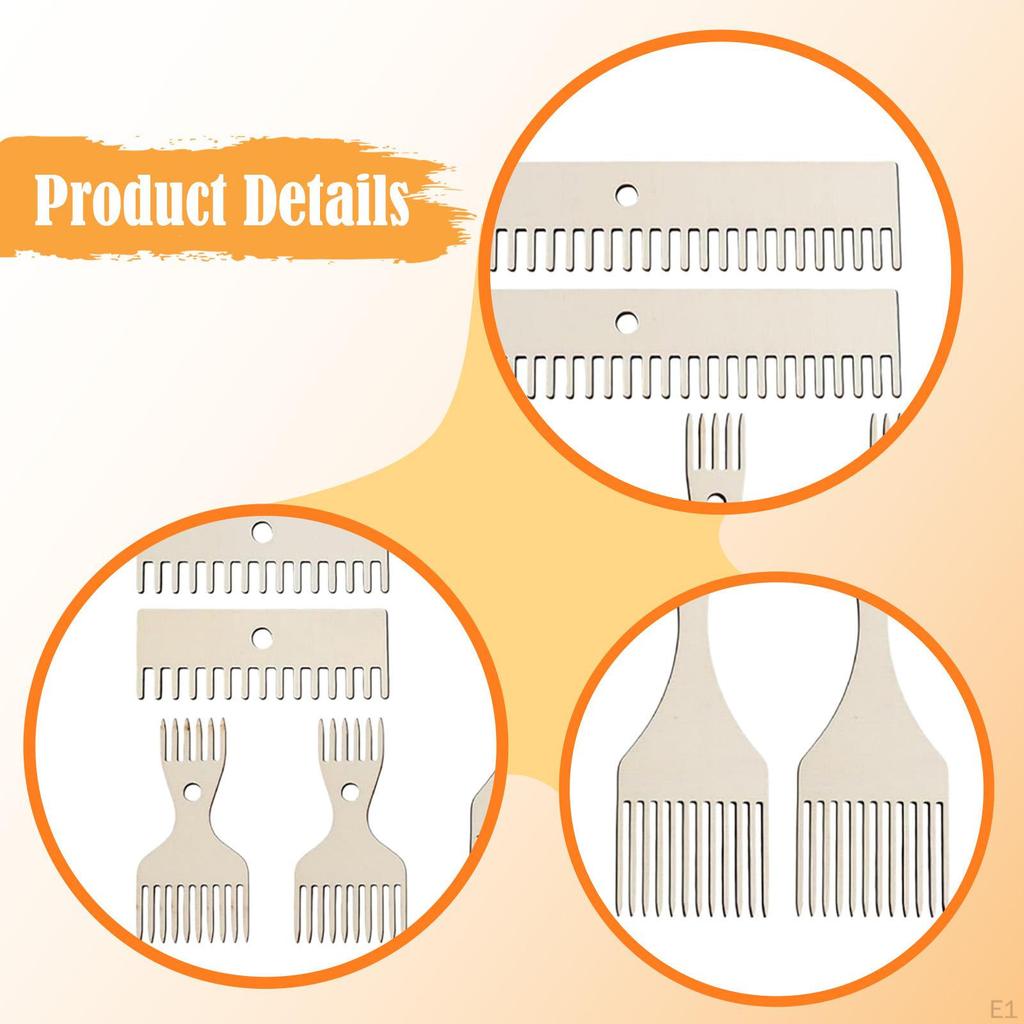 Wooden Weaving Loom Comb Kit Tapestry Beater Comb, Accessories Woven Making Crafts for Rug,