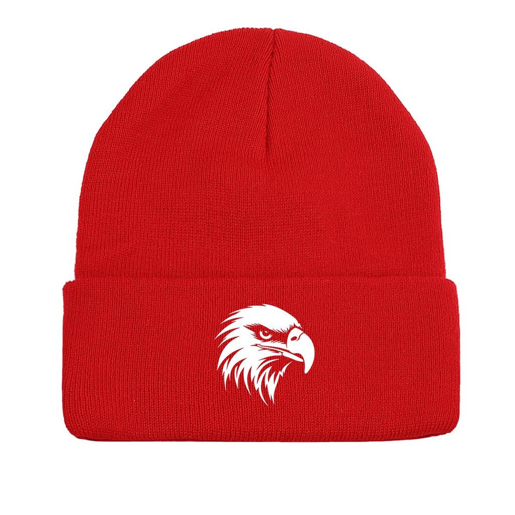 White Elephant Print Knit Cap Beanie, Animal Skull Cap Stretchy Stretchable Sporting Bobble Hat Knitted Hat Beanie