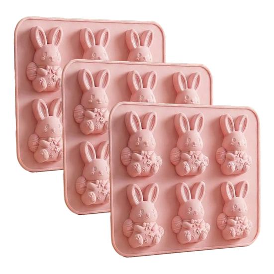 Easter Bunny Mold Set 3D Silicone Ice Tray Food-Grade Safe BPA-Free Non-Stick Easter Bunny Shape Mold for Baking Chocolate Cake Jelly Fudge Snacks