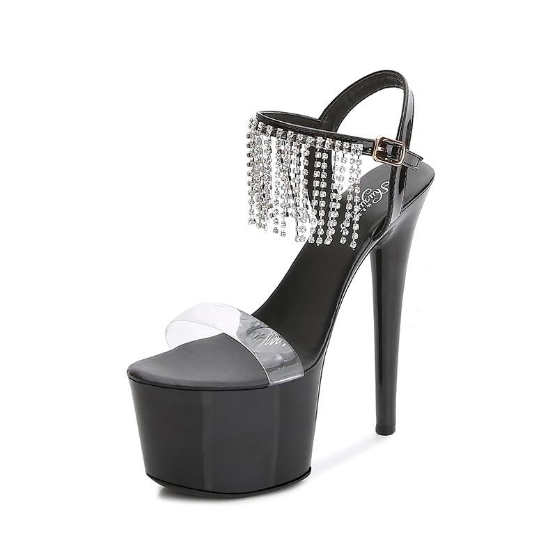 Damen Stilettos Sexy Catwalk Fransenmode Sandalen 181 Serie 16,5cm Absatz 7cm Plateau LFD