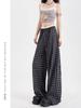 Women's High Waist Wide Leg Pants Straight Leg Trousers Plaid Print Lace Patchwork Casual Loose Fit Long Trousers For Summer Daily Wear