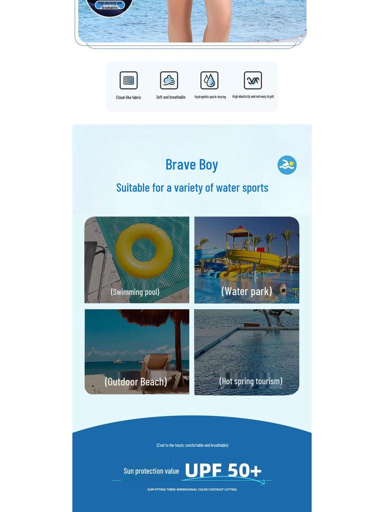 Boys' Quick-Dry One-Piece Training Swimsuit with Sun Protection for School Teens