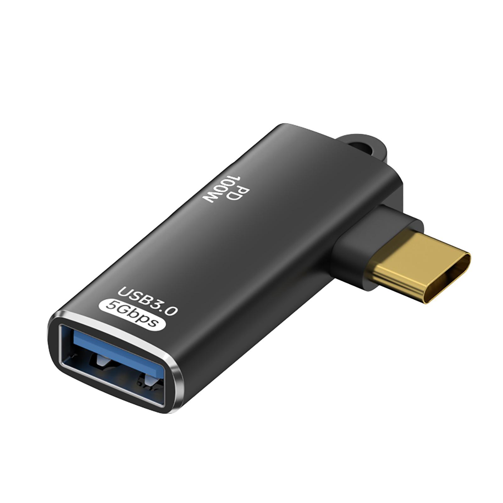 

Перехідник USB C до USB 3.0 Передача даних 5 Гбіт/с із швидкою зарядкою Підтримка OTG Підходить для ноутбуків і планшетів 100W чорний