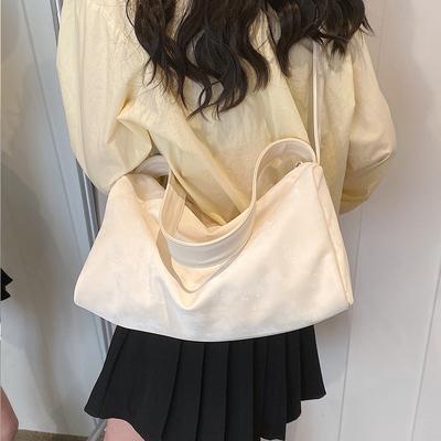 Solid Color Texture Simple Large Capacity Leisure Bag 2025 New Versatile Shoulder Messenger Bag Tote Bag