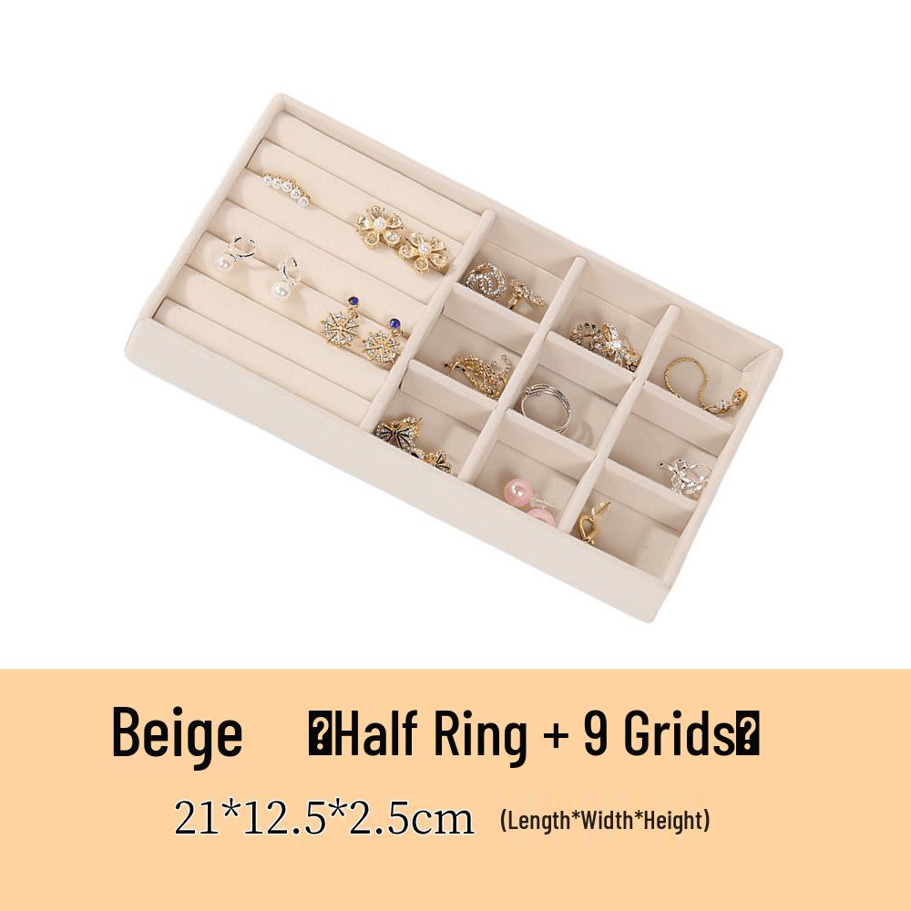 Velvet Jewelry Organizer Tray with Dividers for Necklaces, Earrings, and Rings