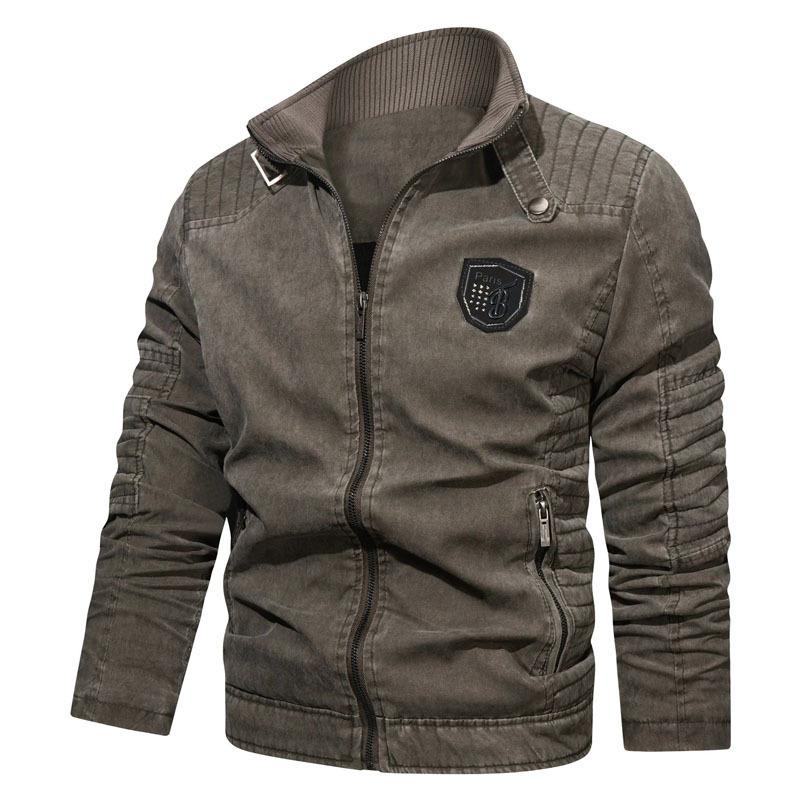 

Куртка мужская осенне-зимняя, модная в корейском стиле из чистого хлопка, облегающая мужская повседневная куртка в стиле ретро, ​​одежда XXXL серый