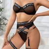 Sex underwear sexy free passion letter three-point underwear set bed free open crotch hot temptation woman