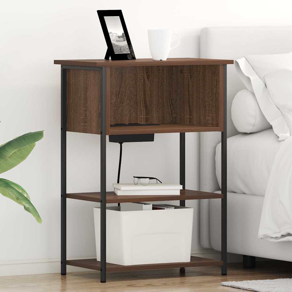 Nightstand Brown Oak Look 55 X 31 X 76 Cm Engineered Wood