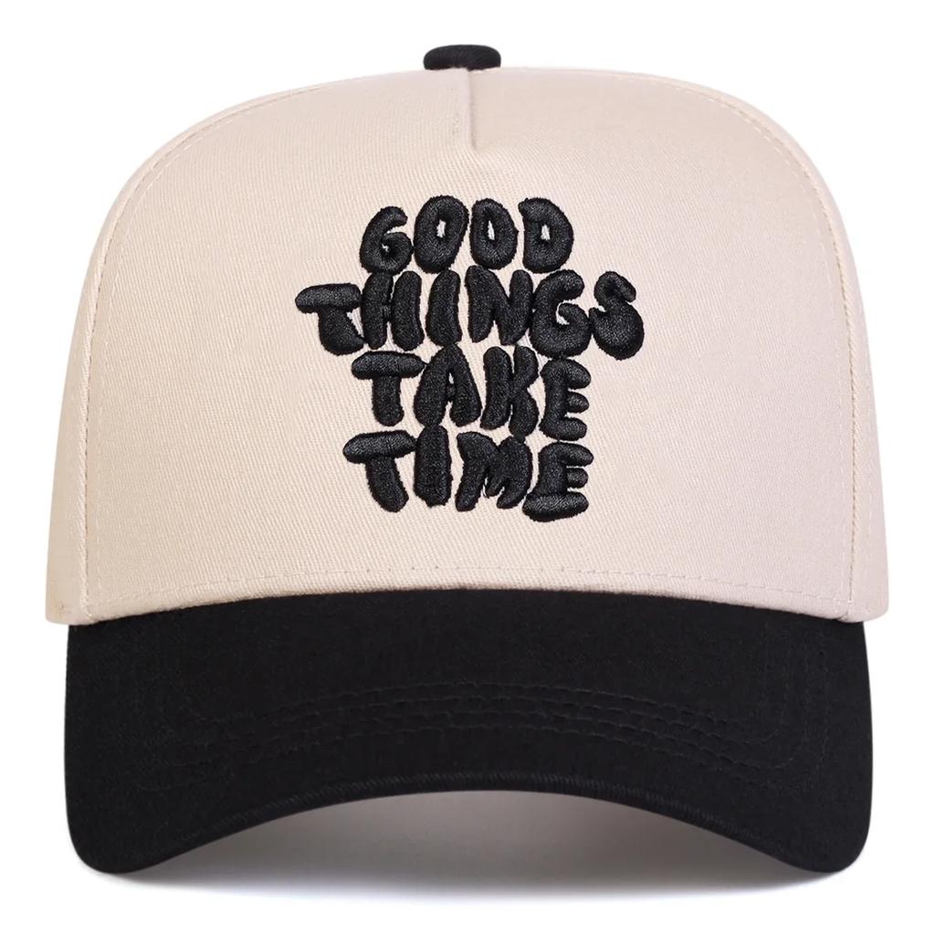 Unisex GOOD THINGS TAKE TIME Embroidery Baseball Caps Spring Autumn Outdoor Adjustable Casual Hats Sunscreen Hat Sports Cap