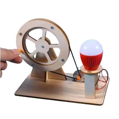 Doe-het-zelf Handzwengel Generator Wetenschapskit STEM Educatief Speelgoed voor Kinderen Houten Natuurkunde Experimenten om Elektriciteit & Hernieuwbare Energie te Leren