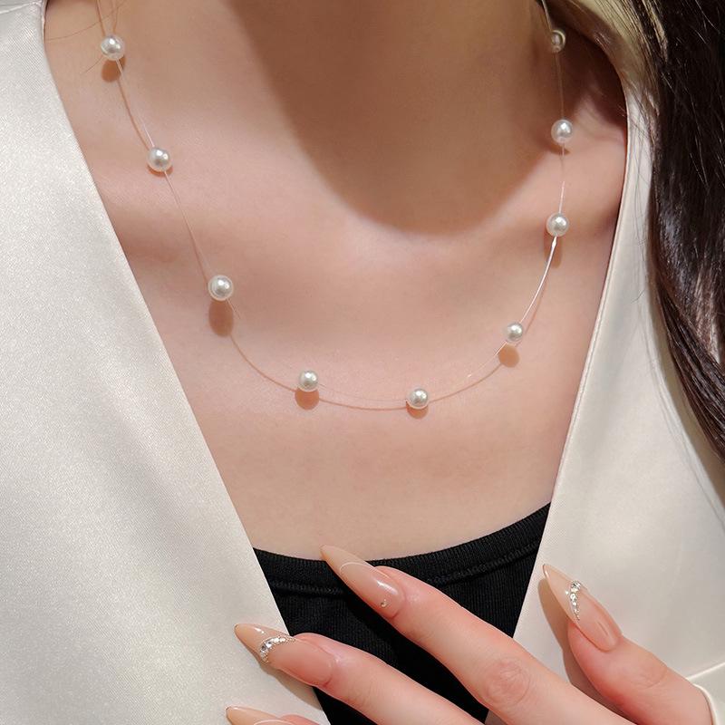 S925 Silver Mermaid Pearl Necklace - Luxurious French Starry Sky Layered Clavicle Chain