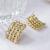 Metal Weave Stud Earrings: Sophisticated European and American Autumn/Winter Fashion for Women.