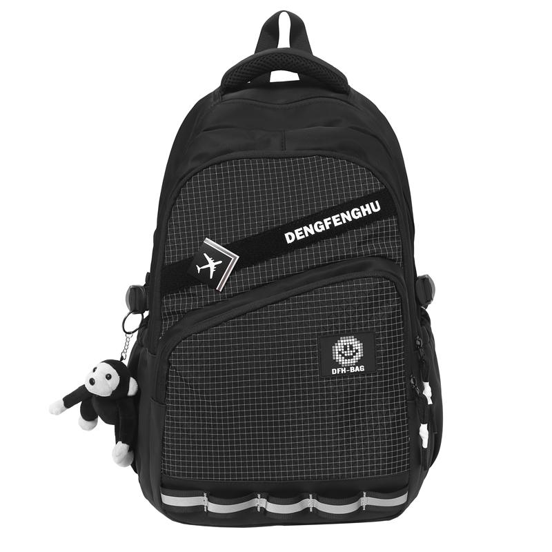 

Мужской рюкзак с цветными блоками, большой емкости, женский рюкзак, школьный рюкзак для школьников чёрный