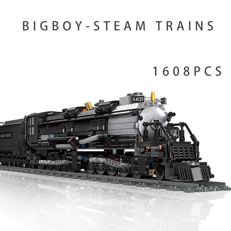 1608PCS Steam Train Building Blocks The Union Pacific Big Boy Train City Railway Assemble Model Bricks Kid Toys Holiday Gifts