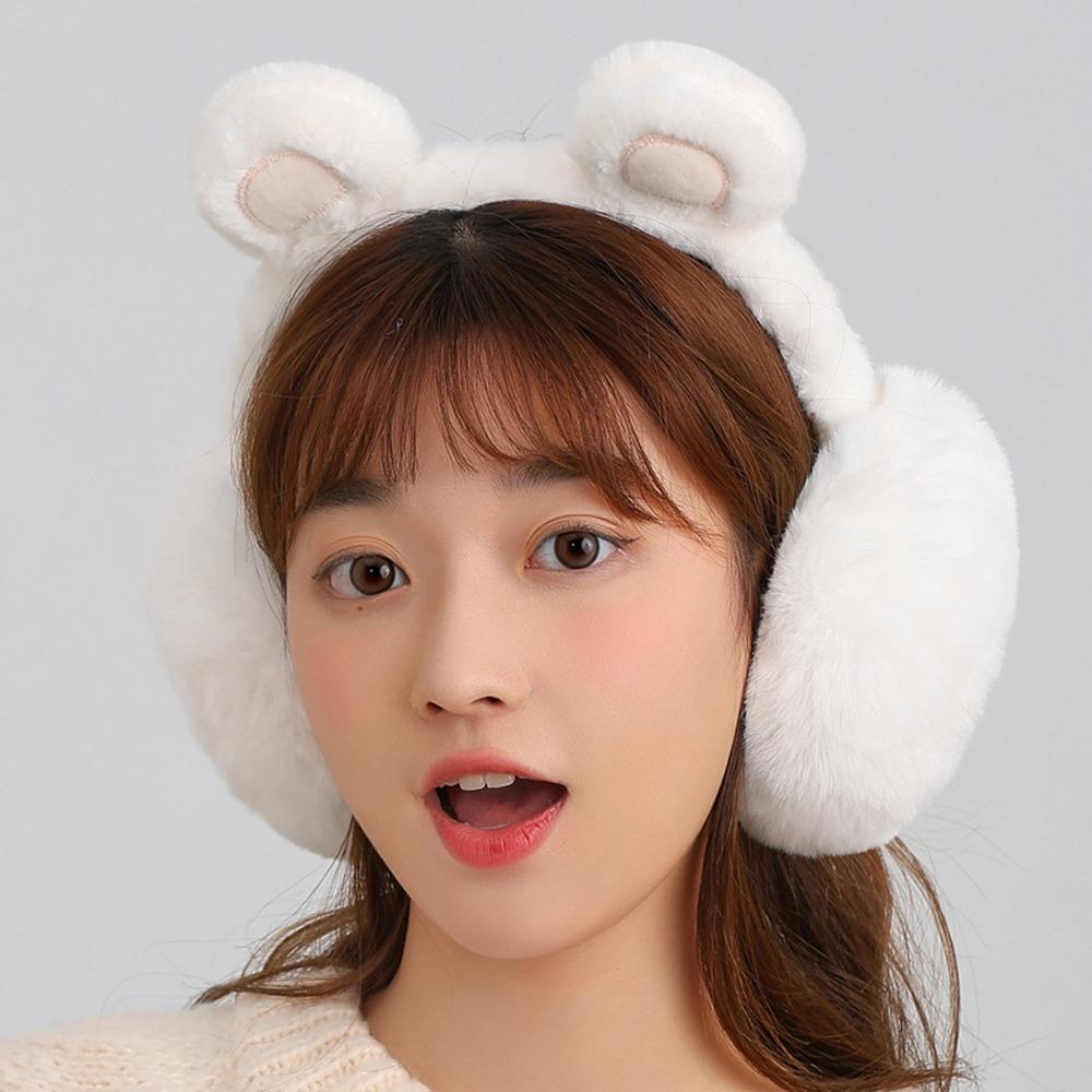 Cute Bear Ear Earmuffs Foldable Thickened Ear Cover Anti-Freeze Keep Warm Ear Warmer for Women Girls