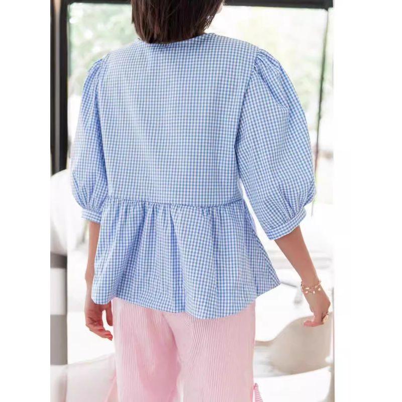 European and American Women clothes Top Fashion Stripe Patchwork Shirts Lazy Plaid Top Women