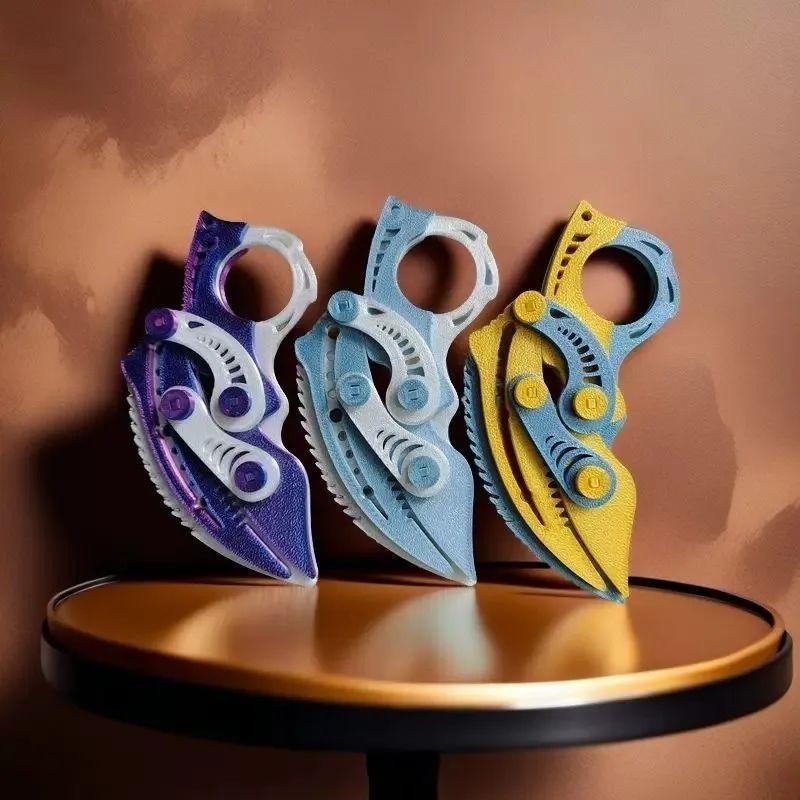 Cuchillo Garra Plegable por Gravedad Impreso en 3D Karambit Juguete Fidget Plástico Noafilado Prop de Cosplay EDC Alivio del Estrés Regalo Creativo