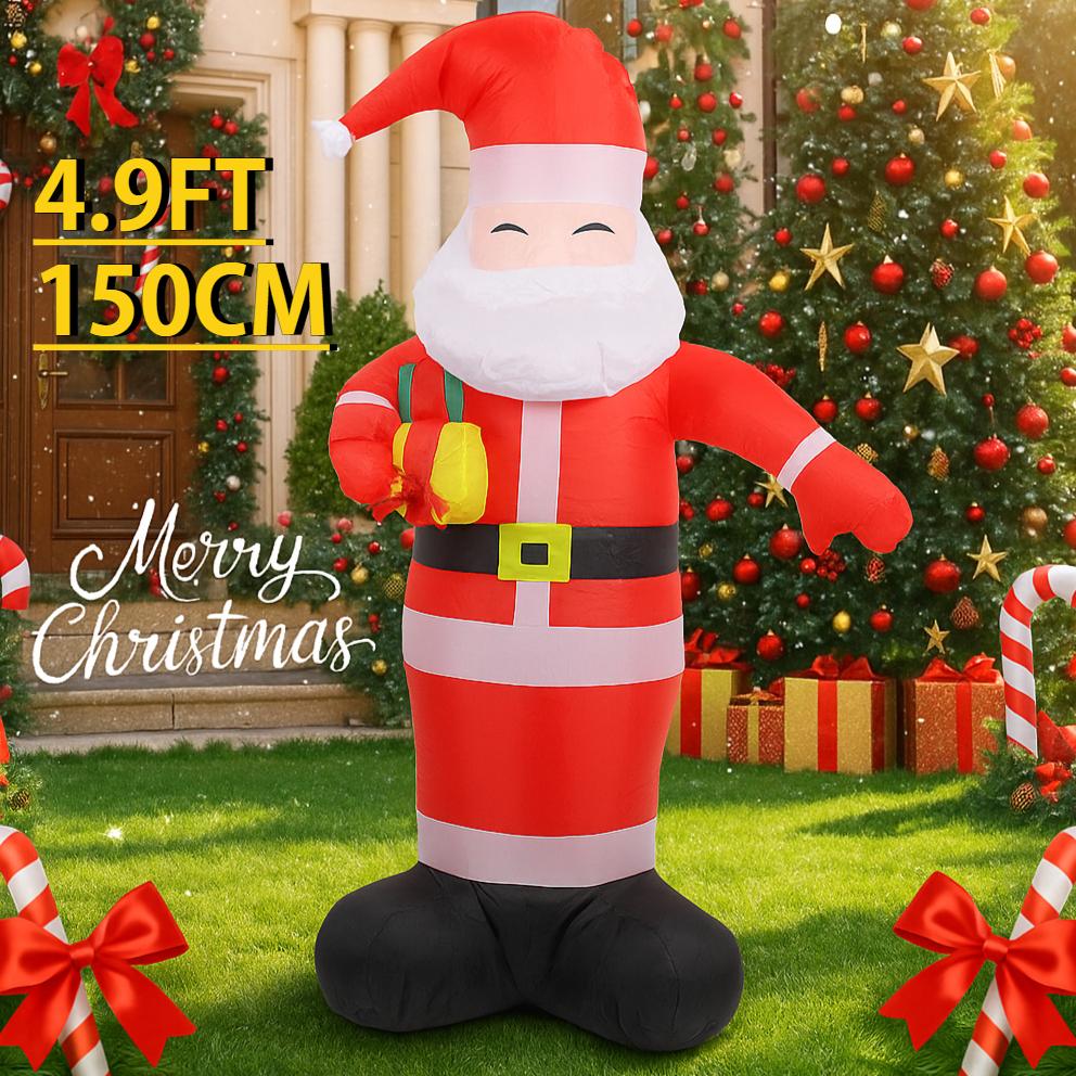 4.9FT Inflatable Santa Claus Toy Xmas Yard Lawn Party Decoration with LED Lights Christmas Home Supplies Ornaments Festive Gift