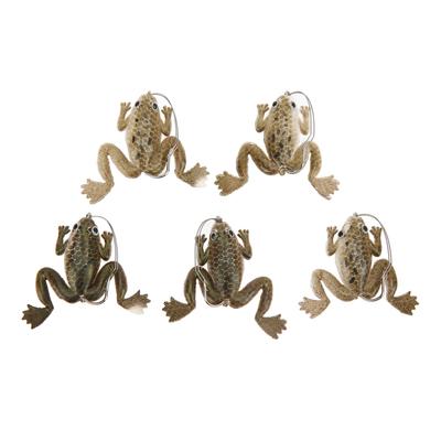 Froschköder, weich, lebensecht, künstlicher Gummi-Schwimmköder mit Haken zum Angeln, 5 Stück, 3 g, Braun