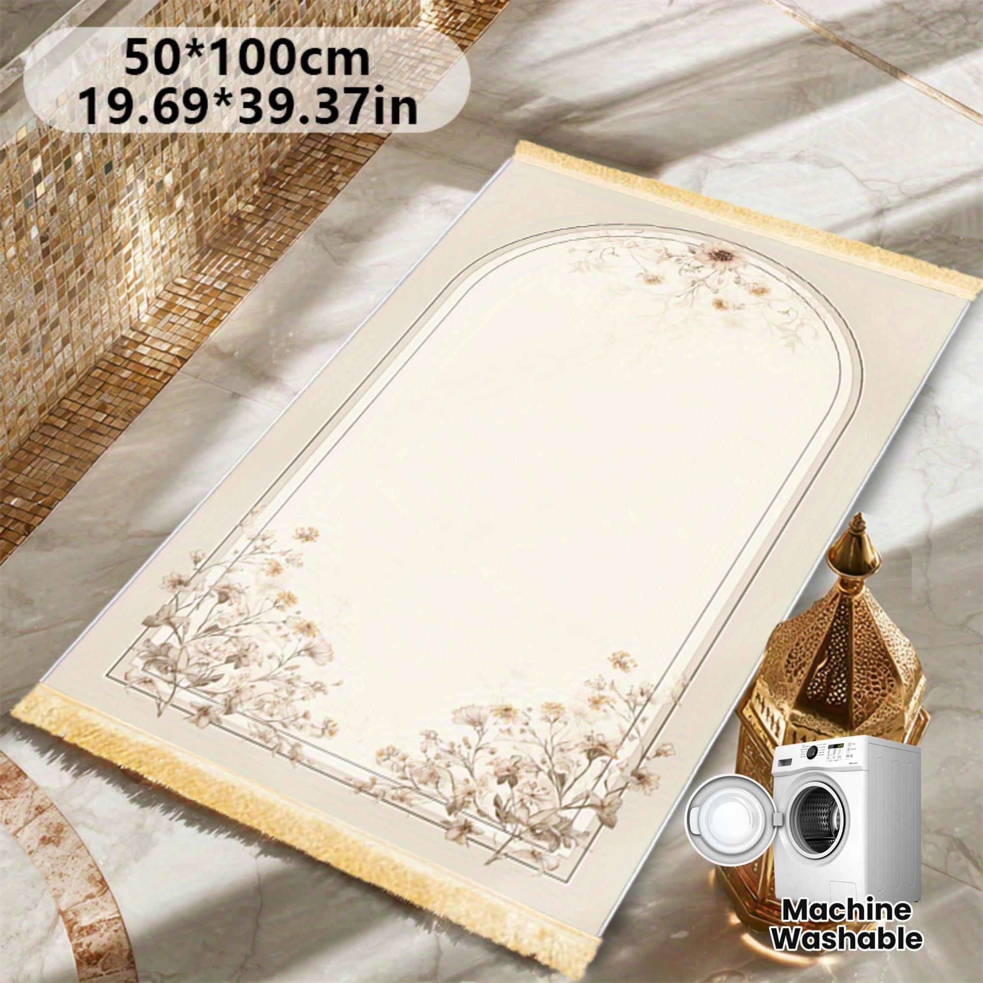 

VIKAMA Washable Multi-Style Islamic Prayer Rug Portable Muslim Salah Mat Ramadan Vintage Floral Arch Home Decor Prayer Carpet 50x100cm