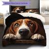 Black Basset Hound Pattern Bedding Home Decoration Birthday Gift (1 * duvet cover + 2 * pillowcase, without core)