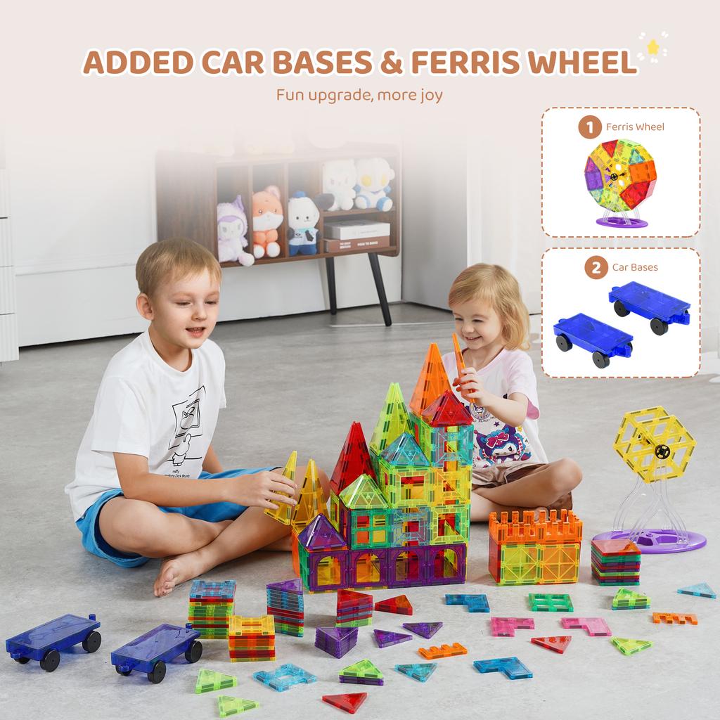 SucceBuy 180PCS Magnetic Building Blocks Construction Children Magnet Tiles Montessori Educational Toys for Kids Birthday Gifts