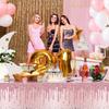 Pajean 3 Pcs Pink and Rose Gold Tablecloths Glitter Diamond Table Cover PE Girl Party Glitter Table Cloths Sequin Printed Plastic Tablecloths for