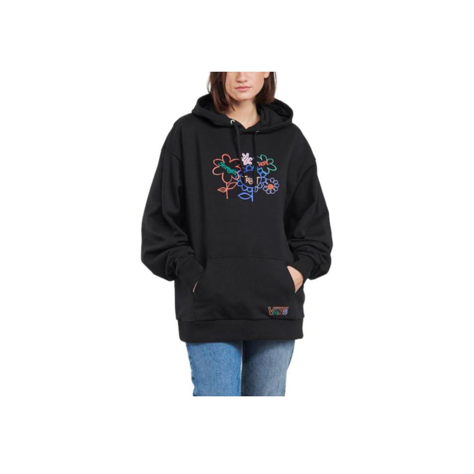Vans Floral Print Hoodie With Long Sleeves Women Tops Black VN0A5LK2BLK