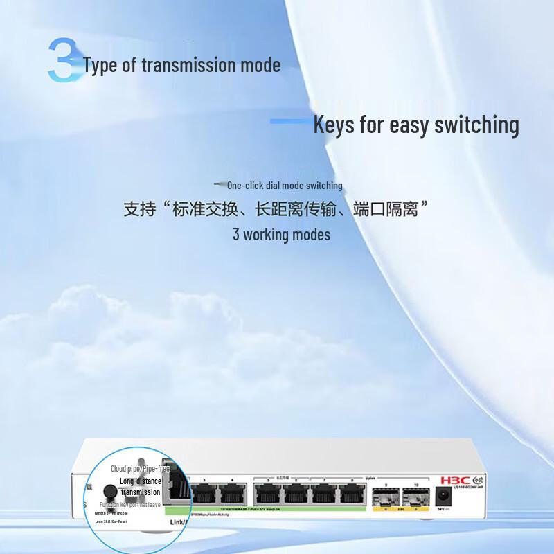 H3C US110-8G2MF-HP Desktop 2.5G Cloud Managed PoE Switch