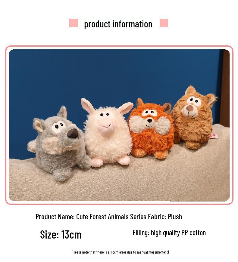 Cute Forest Animals Plush Toys - Lamb, Fox, Bear & Wolf