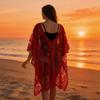 Plus Size Sunscreen Beach Cover Up Lace Mesh Sun-Protective Top Fashion Bohemian Shawl  Lady