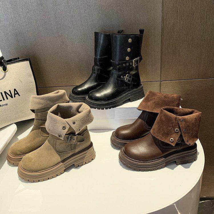 British Martin Boots Women's 2025 New Autumn Retro Women's Shoes Maillard Brown Boots Platform Black Short Boots