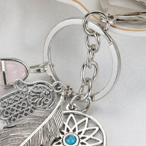 Keychain Dream catcher Feathers Tassels Faux Crystals Charm Bohemian Style Keyring with Lobster Clasp Bags Car Accessories