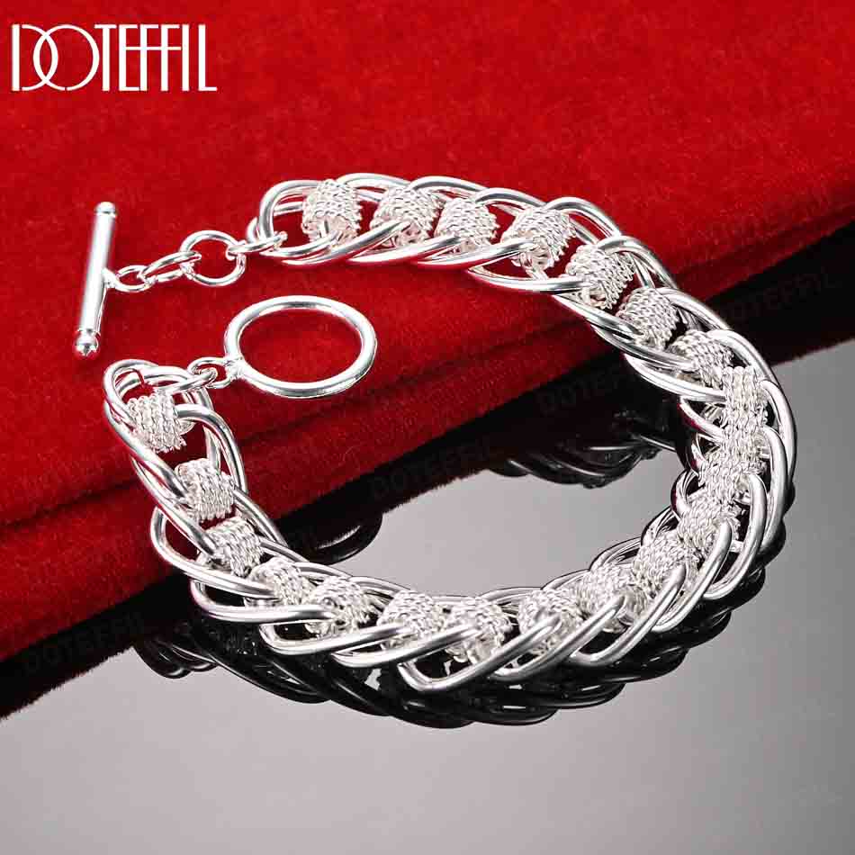 925 Sterling Silver Fashion Braided Circle Bracelet Wedding Jewelry