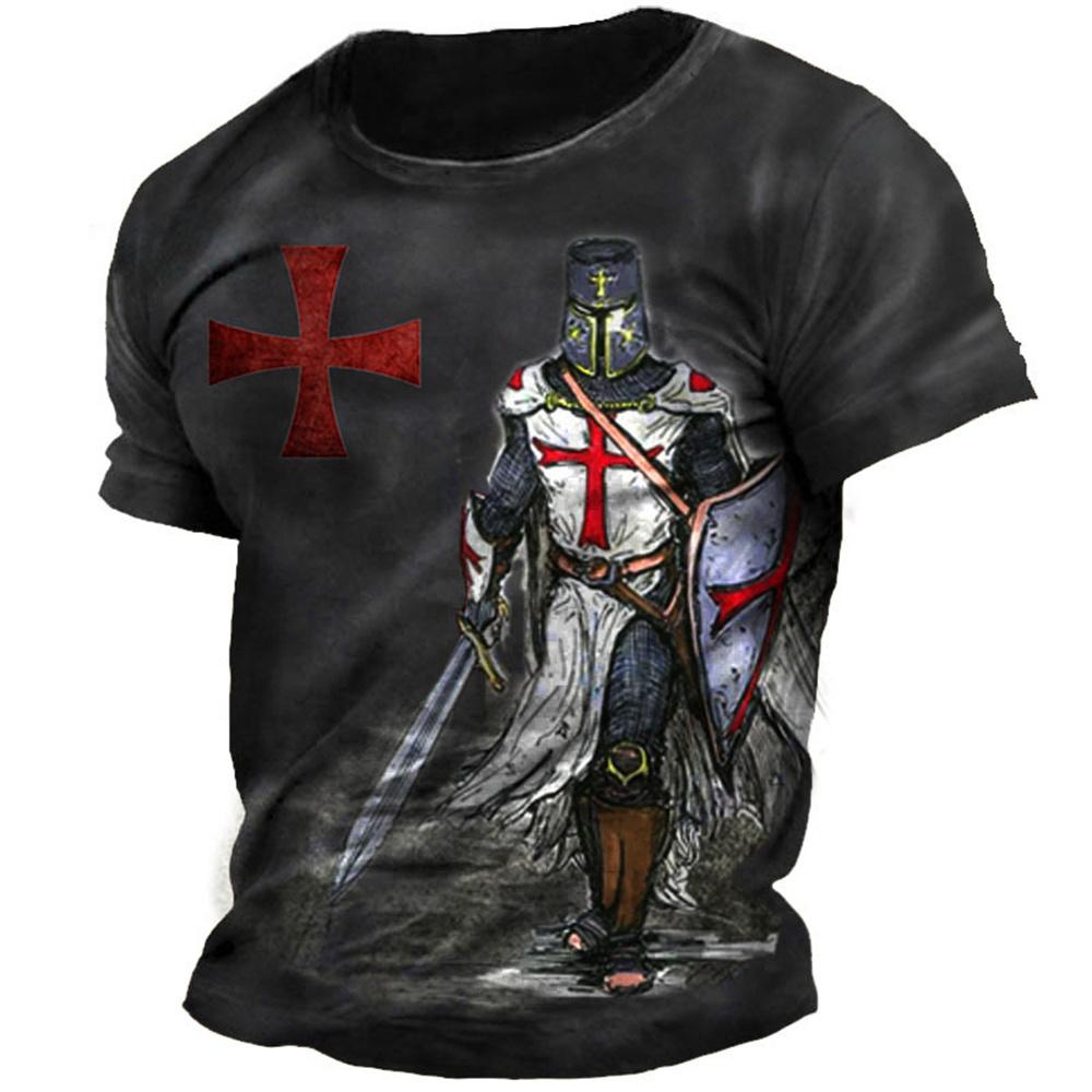 Fashion Retro Knights Templar 3D Printed Men's T-Shirts Summer Casual Streetwear Couple Tees Short Sleeve Tops Drop Shipping 5XL