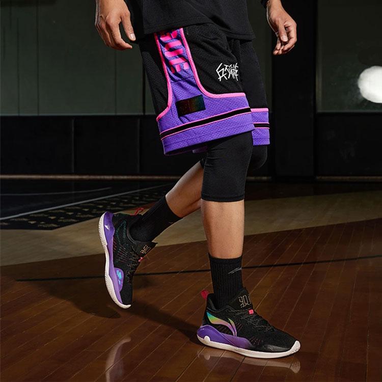 Li Ning Badfive Letter Print Basketball Shorts Men Shorts Black AAPS033-2