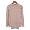 Korean Half-High Collar Slim Fit Modal T-Shirt - Long-Sleeve Solid Color Top