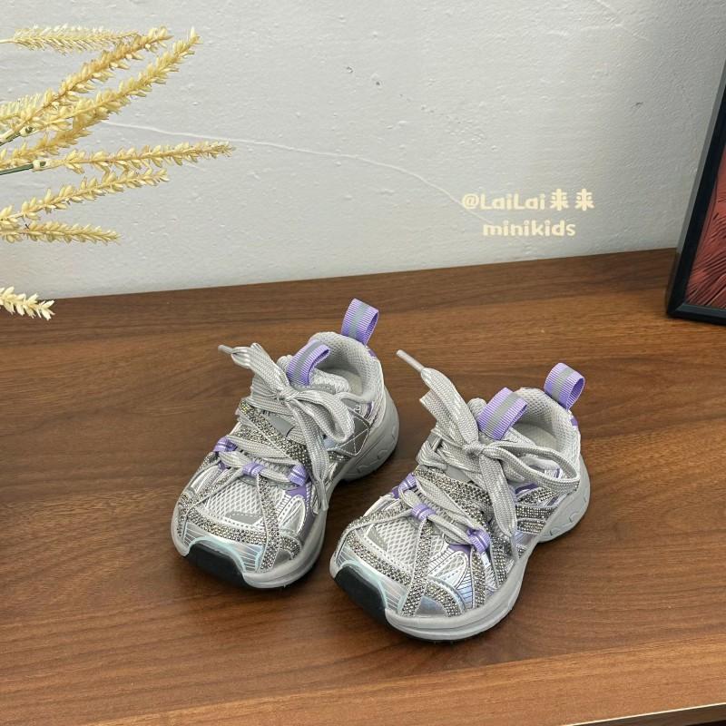 Youth Style Shoes Kids Breathable Mesh Sneakers Girls Boys Lightweight Chunky Sole Casual Shoes With Rhinestones