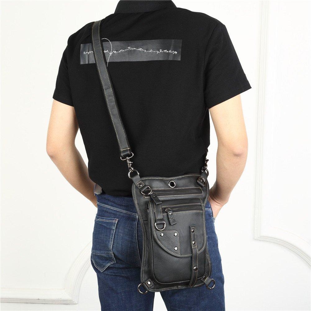 Meigardass Taška na nohu z pravej kože pre pás, bok, rameno, crossbody s vreckom na smartfón, Motocykle, Pánska kapsička, Taška, Taška, Taška, Multifunkčná